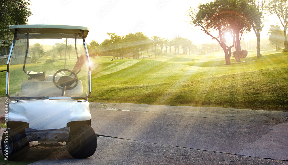 Golf car on the golf course